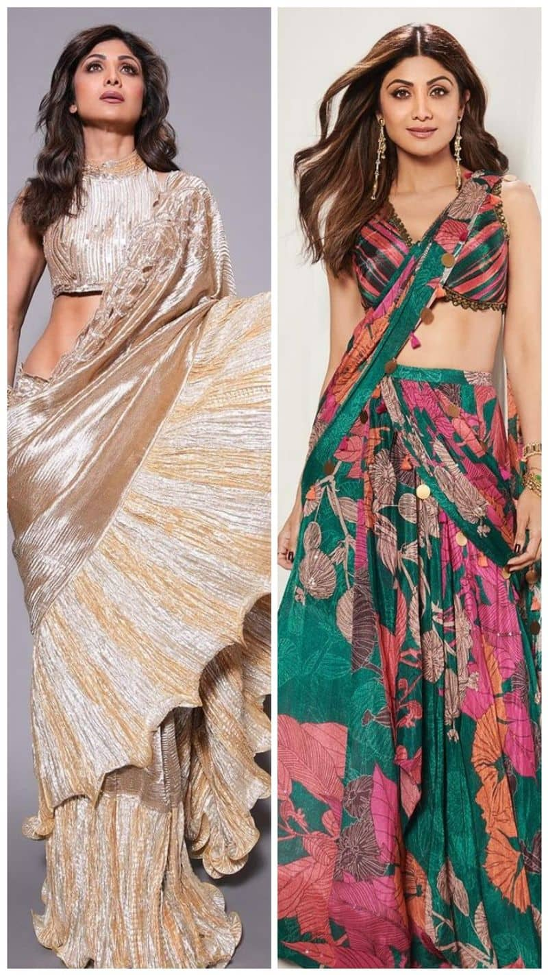 bollywood actress Shilpa Shetty trendy saree ideas for women xbw