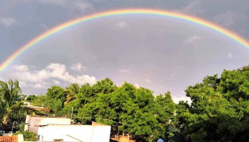 Coimbatore Mild Rain Created a beautiful rainbow videos viral in social media ans