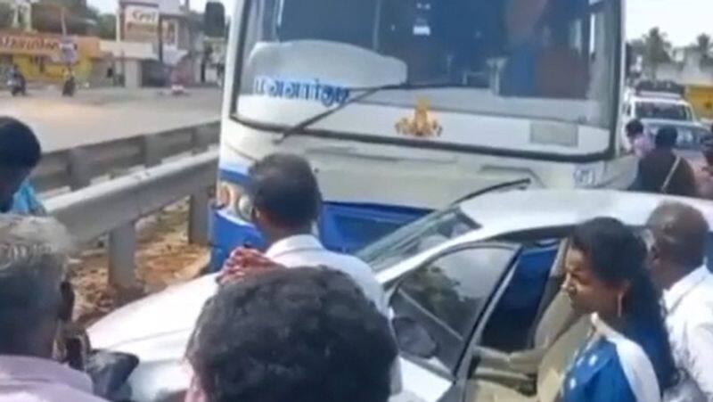 Government bus collided with a car in ariyalur tvk