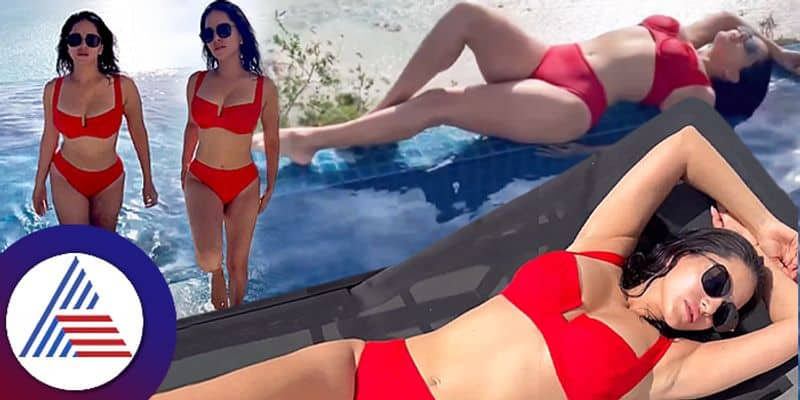 Sunny Leone flaunts her curves with Red hot Bikini in Thailand Vacation ckm