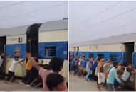 Viral Video: Bihar's Collective Unity Shines in Train Coach Rescue Effort [WATCH] NTI