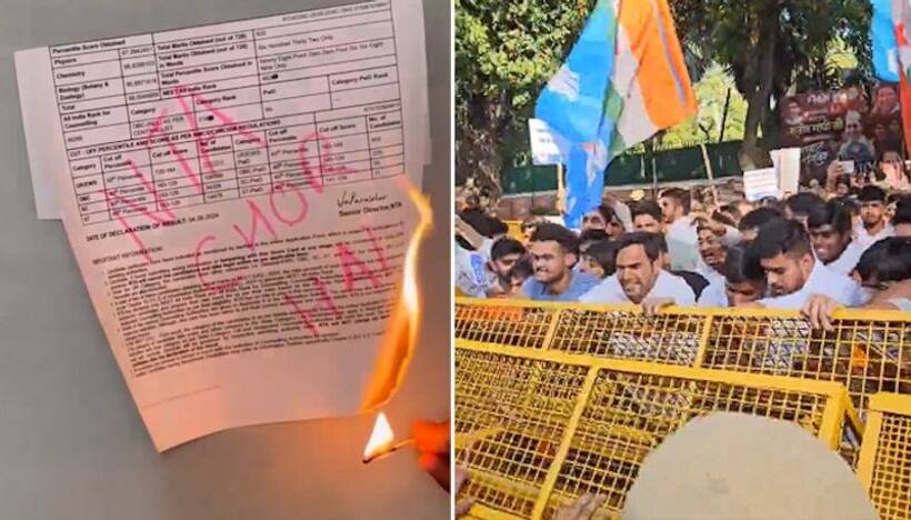 'NTA chor hai': NEET aspirants burn result as protests over alleged 'scam' in examination intensifies (WATCH)