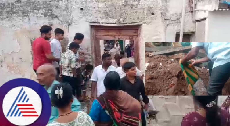 Youth rescued an old man after roof collapsed at gadag district rav