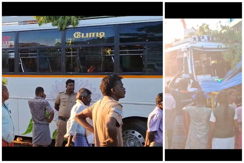 more than 10 people injured while private bus hit van in madurai district vel