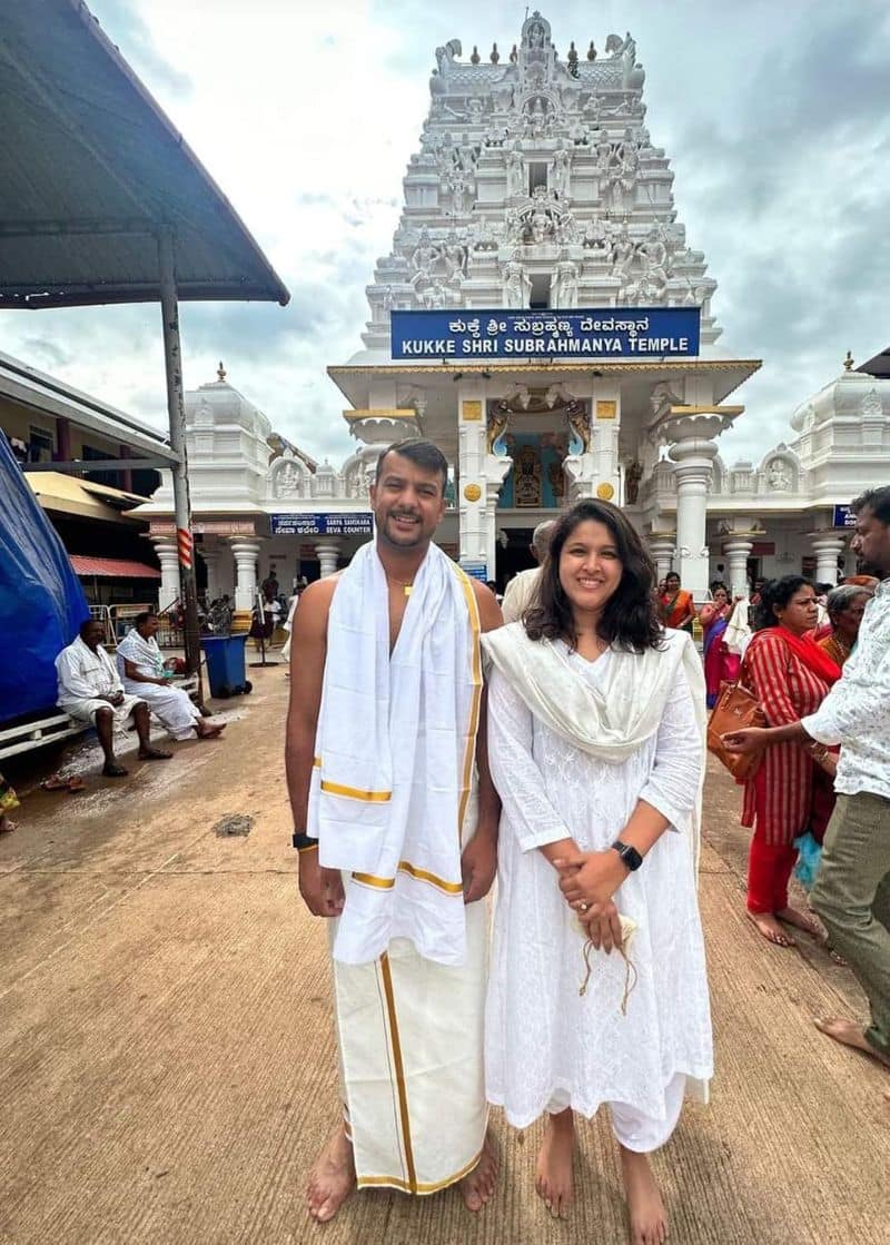 Cricketer Mayank Agarwal performs 'Sarpa Sanskara' ritual at Kukke Subrahmanya temple in Dakshina Kannada vkp