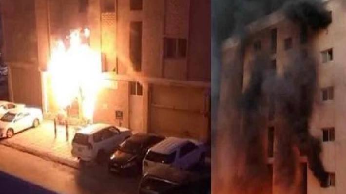 massive fire in a building in Mangaf city of Kuwait