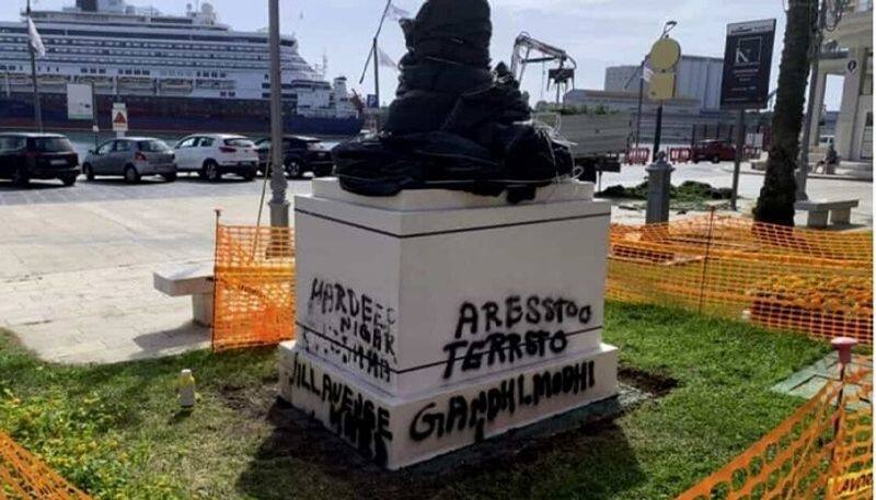 Mahatma Gandhi's bust in Italy vandalised by pro-Khalistani elements; MEA responds sharply (WATCH) gcw