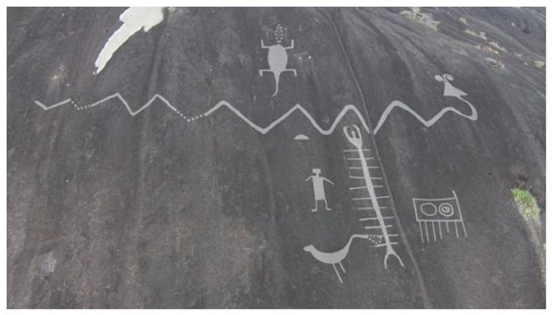 2000 year old 43 meter long stone carving of a snake has been found