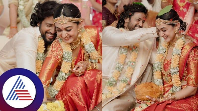 Kannada actor Arjun Sarja daughter Aishwarya Arjun ties knot with Umapathy ramaiah in temple vcs