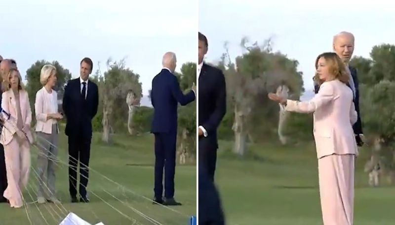 Video Joe Biden 'wanders off' at G7 Summit, Italian PM Meloni pulls him back gcw