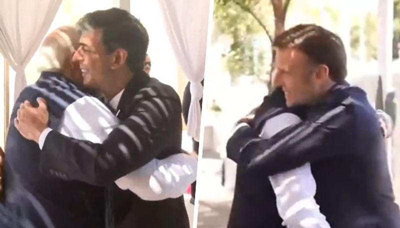 G7 Summit: PM Modi exchanges warm hugs with UK PM Rishi Sunak, France's Macron in Italy's Apulia (WATCH) gcw