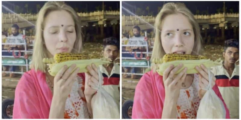 Viral Video: Russian Influencer's first taste of Bhutta, watch her reaction RTM