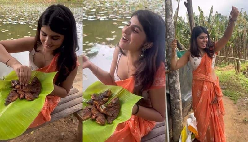 sharanya shetty Fishing Video and Done Fish Fry for Herself san