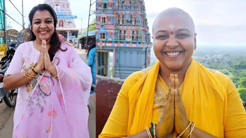 Kaadhal and Peranmai movie Fame Sharanya Nagh shocks with tonsure head in tiruttani gan