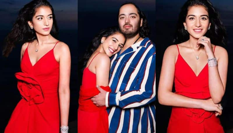 radhika merchant looks gorgeous in red balmain dress