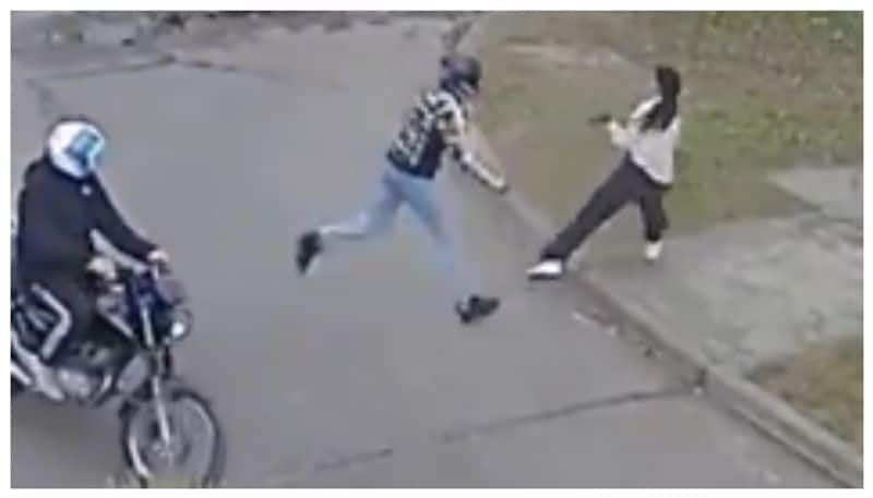 CCTV video of bike borne youths trying to rob woman goes viral 