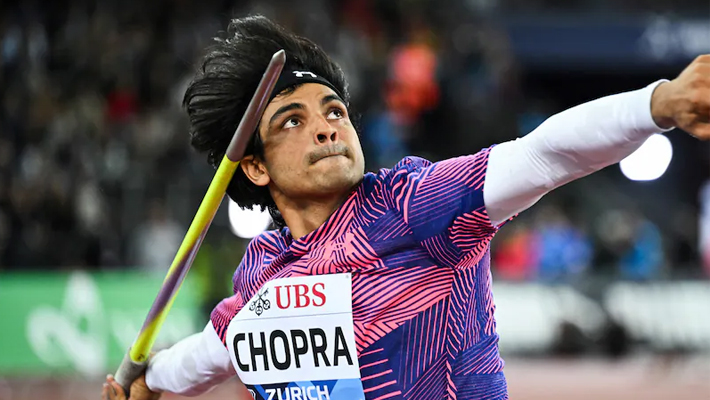 Neeraj Chopra gold medal winning throw at Paavo Nurmi Games 2024 video viral kvn