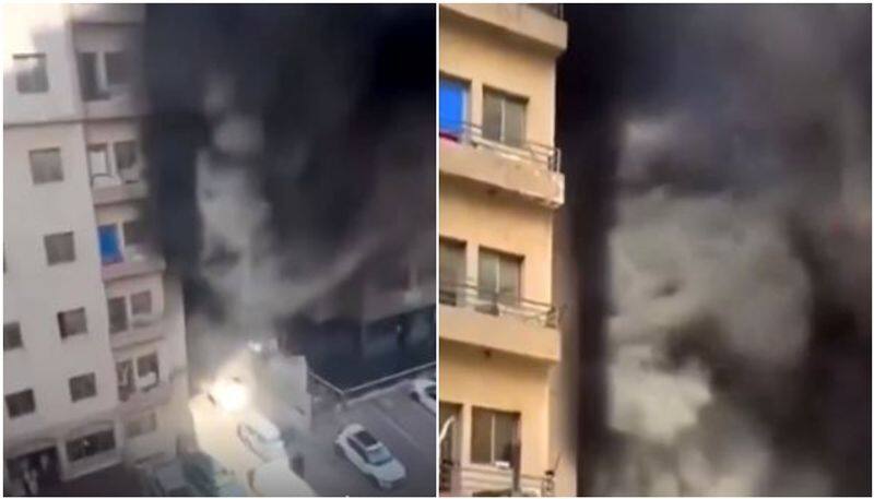 fire breaks out in a building in kuwait 