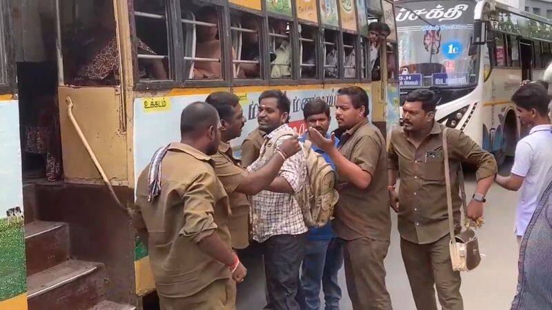 clash between private and government bus drivers in coimbatore vel