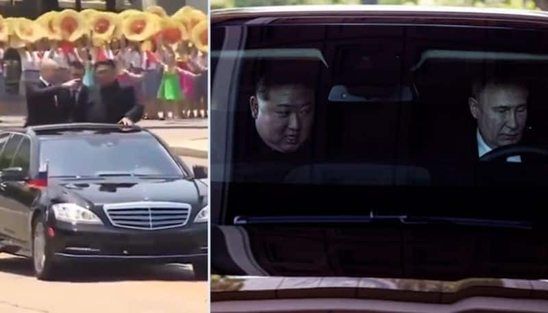 Putin-Kim Jong Un's 'bromance': Russian Prez takes North Korean leader for a spin in limousine gifted (WATCH) anr