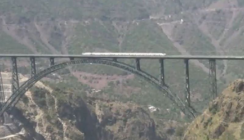 Indian Railways Trial Run on Worlds Highest Railway Bridge over the Chenab river In JK Fascinating Video Goes Viral akb