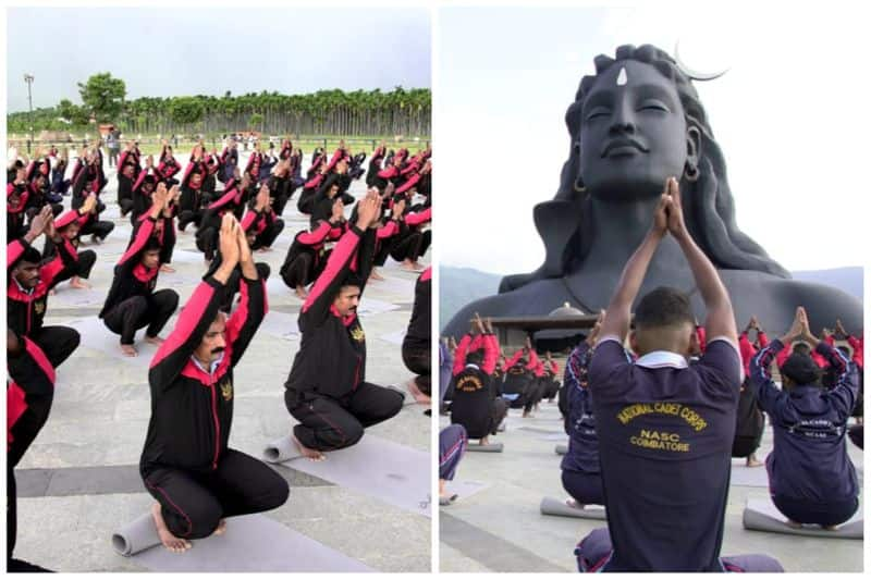 yog day celebration in isha hundreds of crpf personnel did yoga on international youga day in coimbatore vel