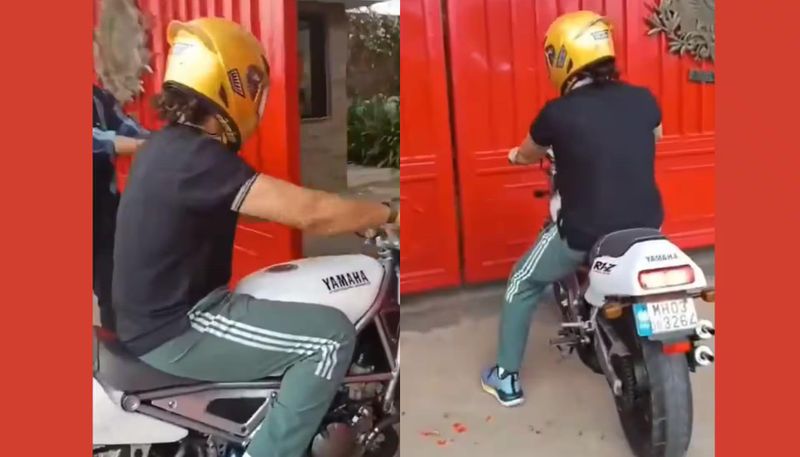 MS Dhoni spotted riding his Yamaha R1-Z Motorcycle in Ranchi (WATCH) osf