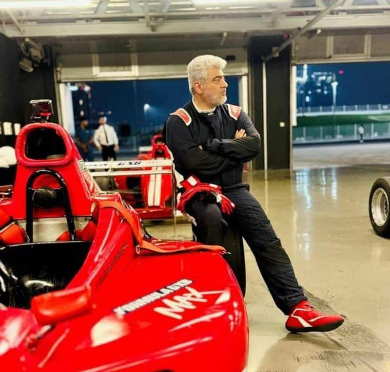 Ajithkumar rides BMW car in 220 KM speed During his Dubai Race Track visit gan