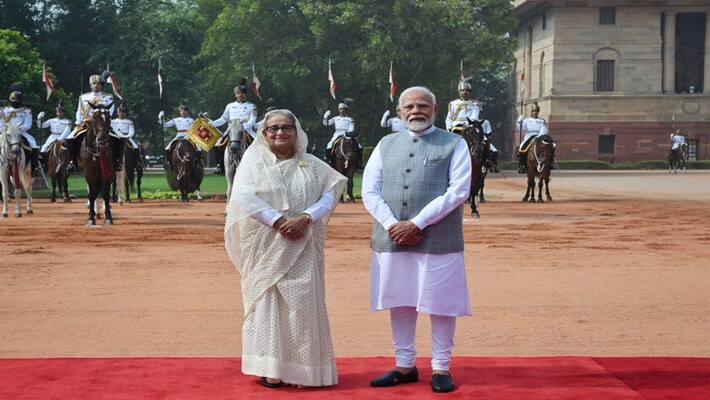 Narendra Modi with Sheikh Hasina
