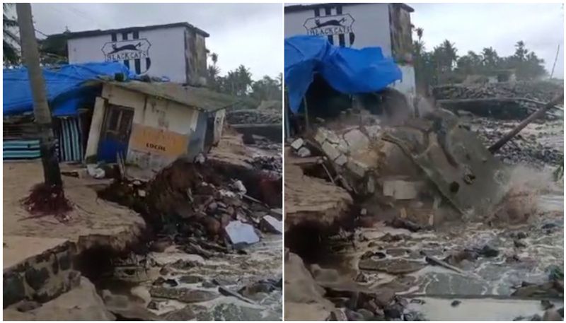 building collapsed due to sea erosion in Chavakkad