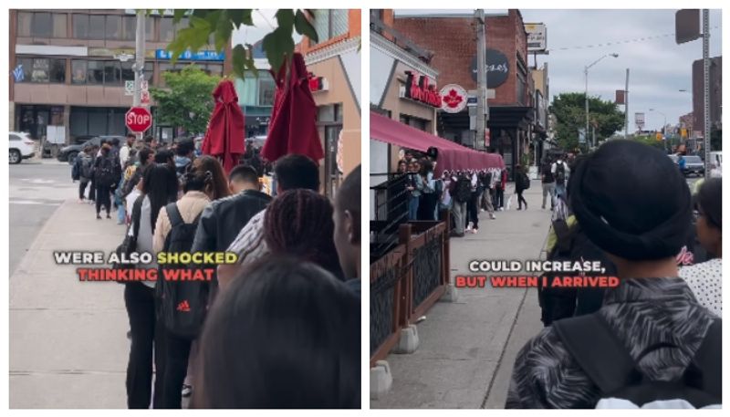 Video of hundreds of Indian and foreign students queuing up for work in Canada goes viral