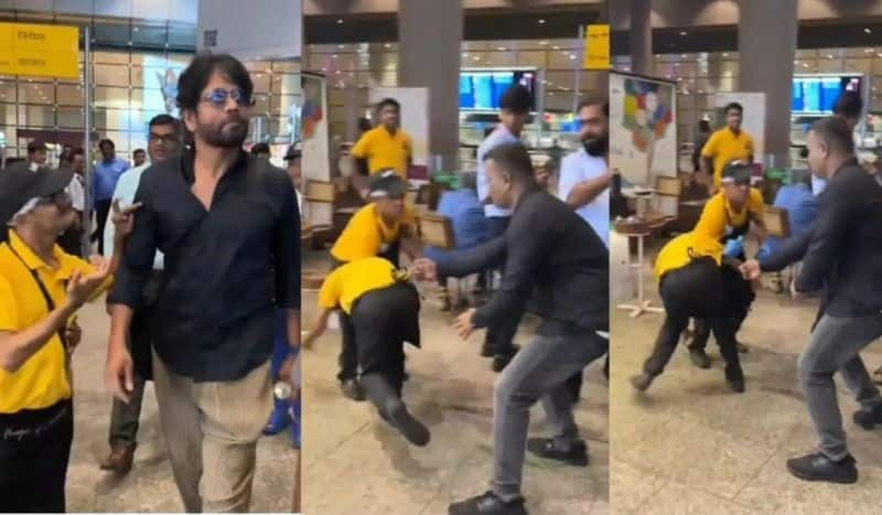 Nagarjuna bodyguard pushed fan who come to take photo nbn