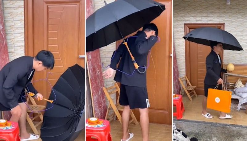 Viral video: Anand Mahindra shares unique umbrella hack during monsoons; netizens can't keep calm (WATCH) gcw