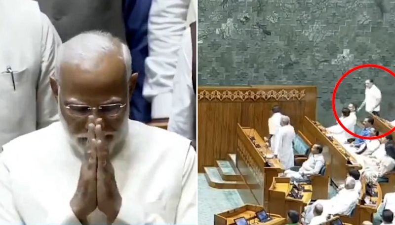 rahul gandhi skip national anthem in parliament session  video viral mrq