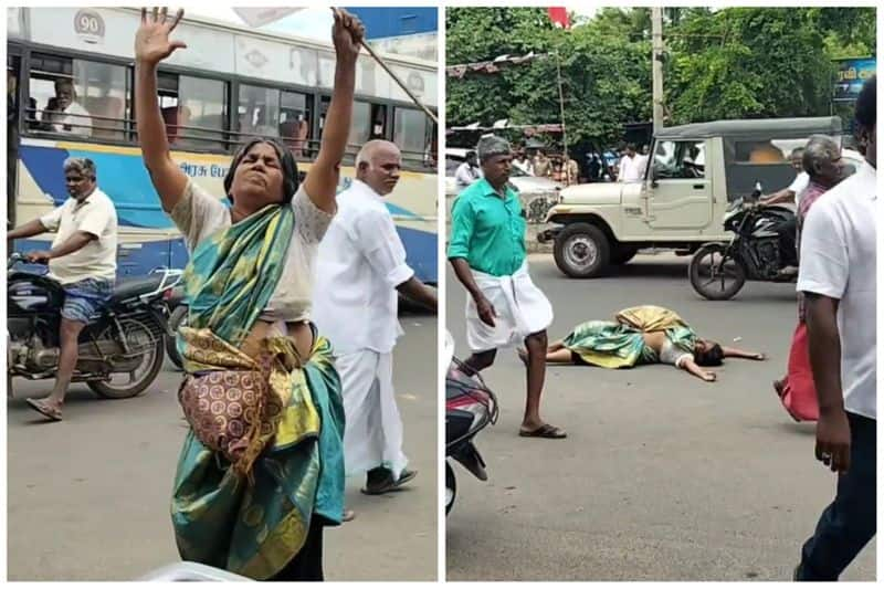 The woman who danced aggressively at the AIADMK protest in Theni vel