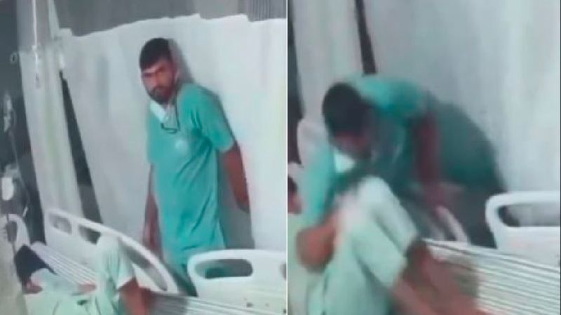 ward boy assaulted on elderly patients in hospital bed video goes viral in social media akb