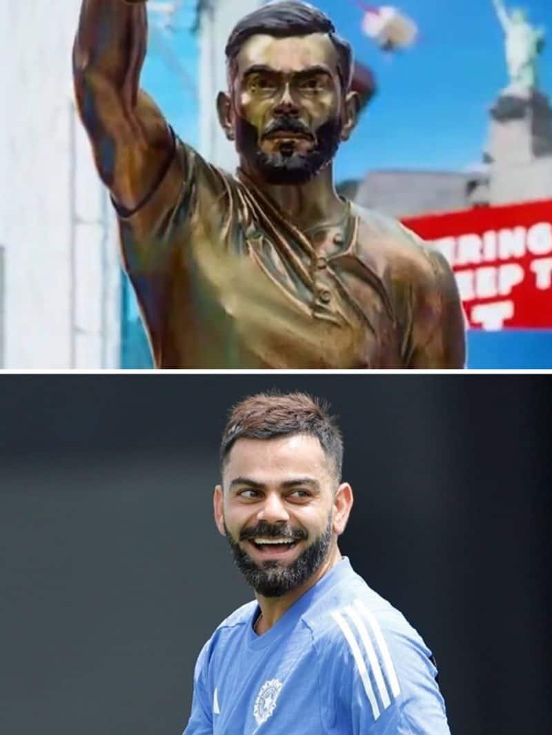 Virat Kohli's gold statue unveiled at Times Square in New York RKK