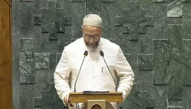 Hyderabad MP Asaduddin Owaisi Jai Palestine slogan during oath in Lok Sabha stirs row san