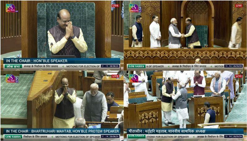 Modi and Rahul Gandhi installed the newly elected Lok Sabha Speaker in the Speaker's seat KAK