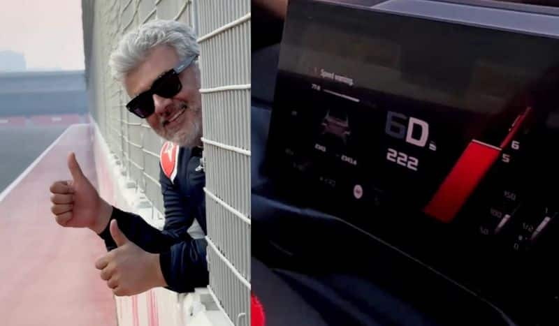 Ajithkumar rides BMW car in 220 KM speed During his Dubai Race Track visit gan