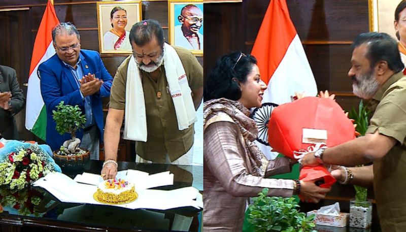 Suresh Gopi s first birthday after becoming Union Minister celebrated with his colleagues