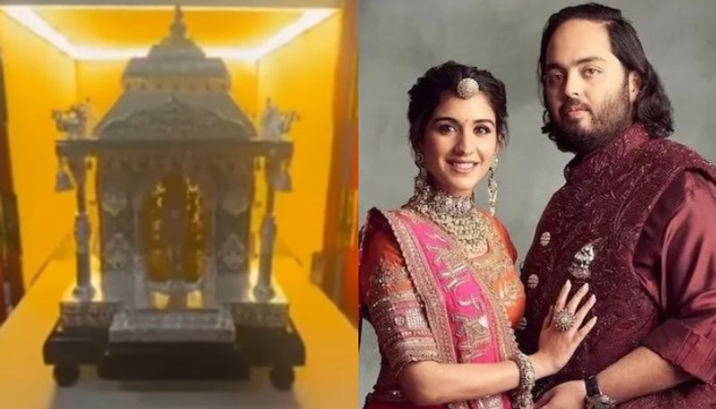 Golden idols in silver shrines; Ananth Radhika Wedding Card Video Viral-sak