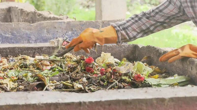 Organic manure is produced from the rotting garbage collected in Madikeri gvd