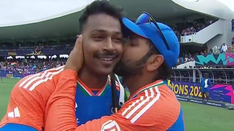 Rohit Sharma kisses Hardik Pandya after winning the T20 World Cup 2024 final, Watch Video RMA