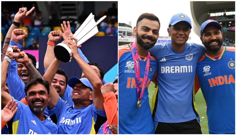 watch video rahul dravid celebrating Indias t20 world cup victory with team