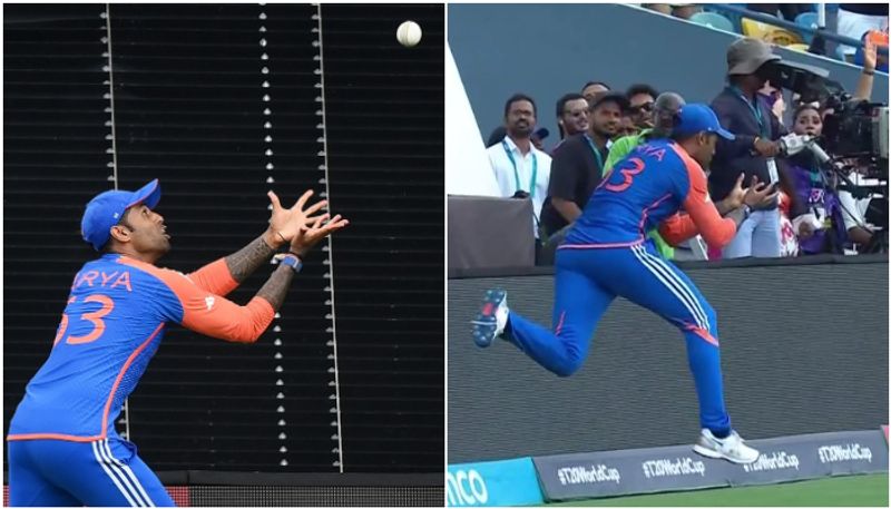 Super catch by Suryakumar Yadav: S Sreesanth in 2007.. Surya Kumar Yadav in 2024 It's a Super catch that will be remembered for centuries in cricket history RMA 