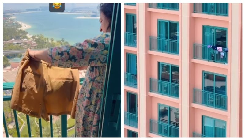 Video of woman drying balcony clothes of a multi-storey hotel in Dubai goes viral 