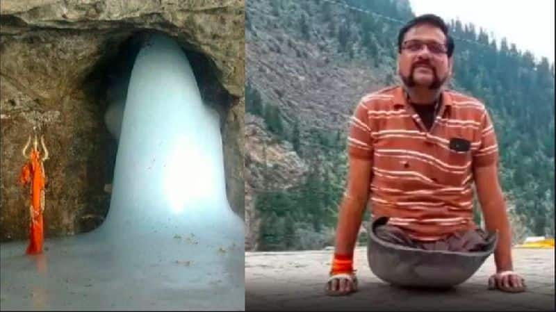 Anand singh from Rajasthan A true shiva devotee lost both his legs in an accident and this is his 12th pilgrimage to Amarnath akb