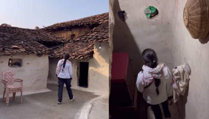 travel vlogger shares video of a stunning two storey mud house in madhya pradesh village 