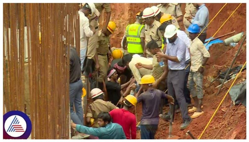 Landslide during building construction near Balmatta road at mangaluru gow